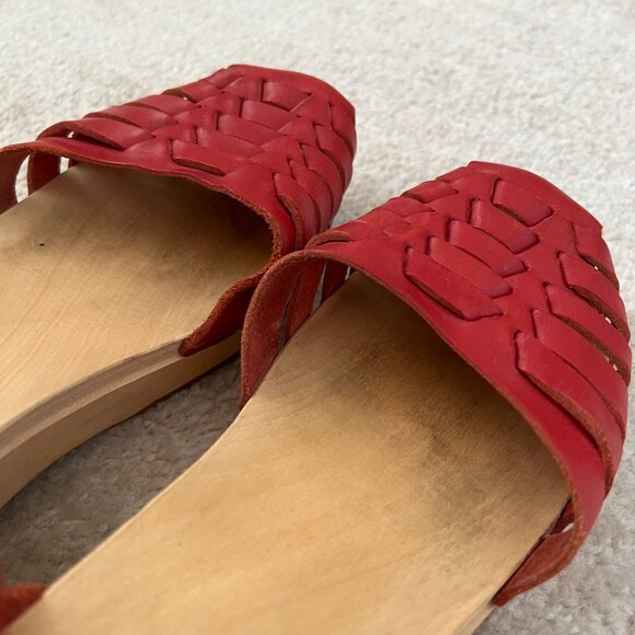 Swedish Hasbeens Red Strappy Clogs Sandals Shoes 40 - Picture 6 of 11